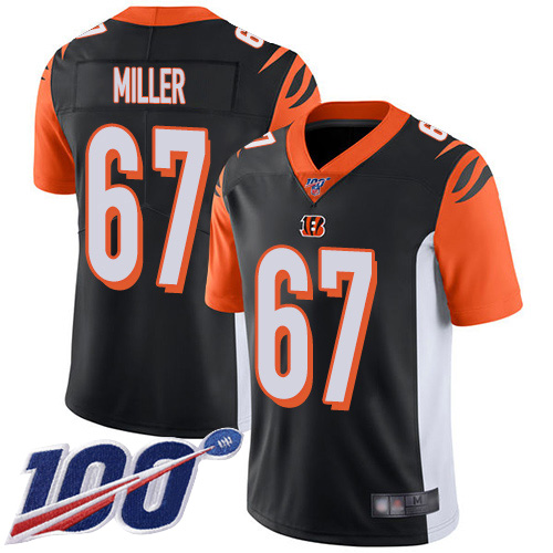 Cincinnati Bengals Limited Black Men John Miller Home Jersey NFL Footballl 67 100th Season Vapor Untouchable